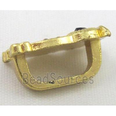 bracelet bar, alloy spacer with rhinestone, gold plated