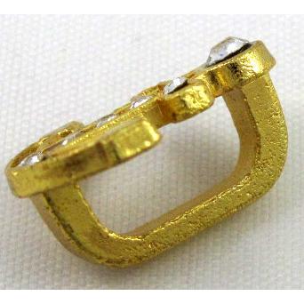 bracelet bar, alloy spacer with rhinestone, gold plated