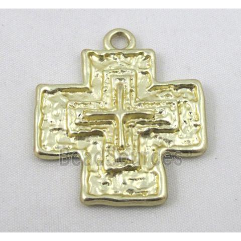 cross alloy pendant, duck- gold