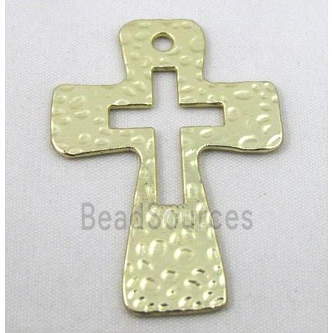 hammered cross alloy pendant, duck-gold