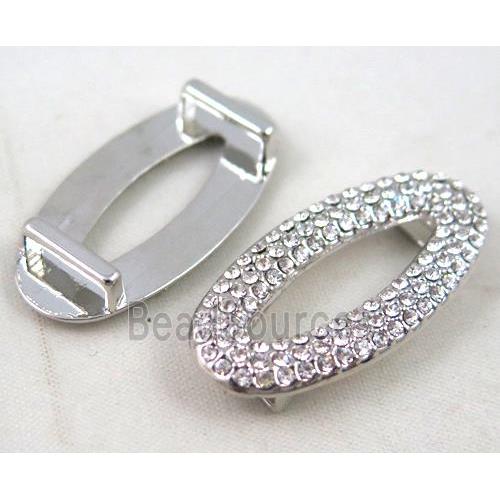 bracelet bar, alloy bead paved with rhinestone, platinum plated