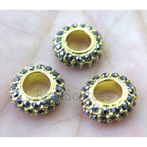 alloy spacer bead with rhinestone, rondelle