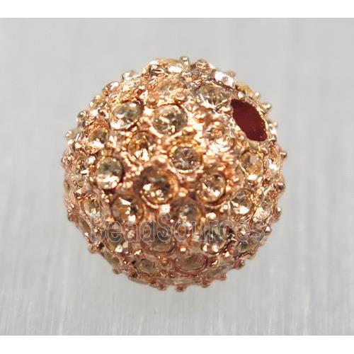 round alloy spacer beads pave rhinestone, rose gold