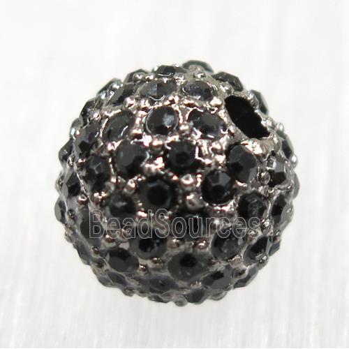 round alloy spacer beads pave rhinestone, black plated