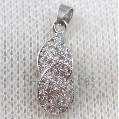 copper pendant paved zircon, platinum plated