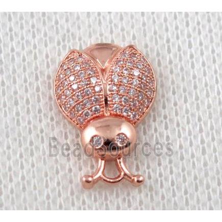 copper beetle pendant paved zircon, rose gold