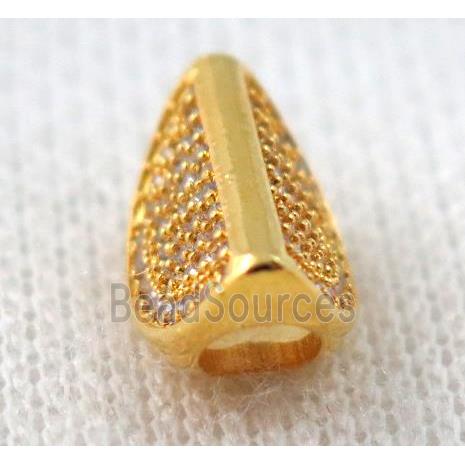 copper bead paved zircon, gold plated