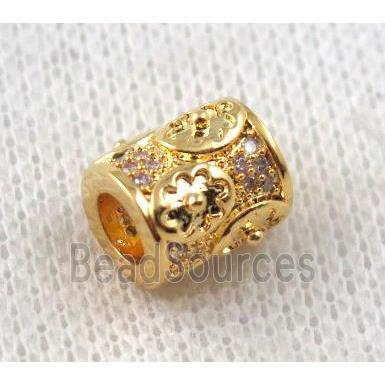 copper tube bead paved zircon, gold plated