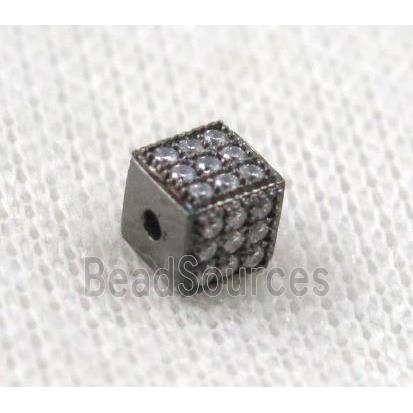 copper cube bead paved zircon, black