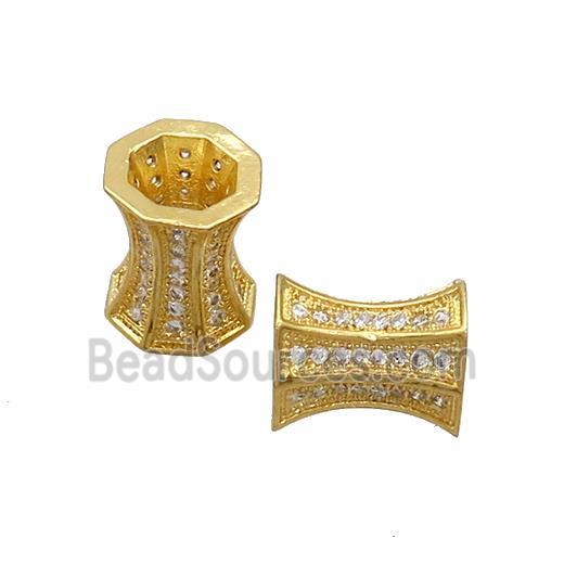 paved zircon copper spacer tube beads, gold plated