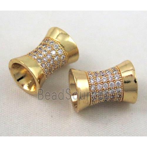 Zircon, copper spacer bead, gold plated