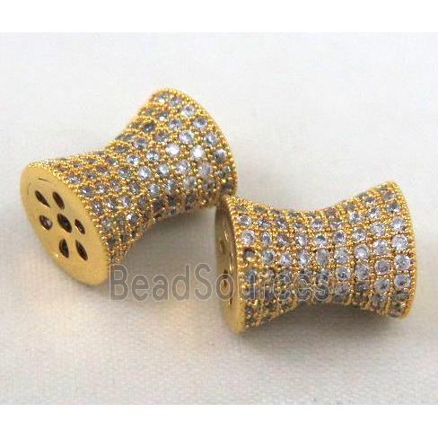 Zircon, copper spacer bead, gold plated