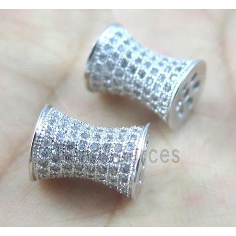 Zircon, copper spacer bead, platinum plated