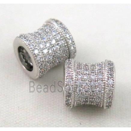 Zircon, copper spacer bead, platinum plated