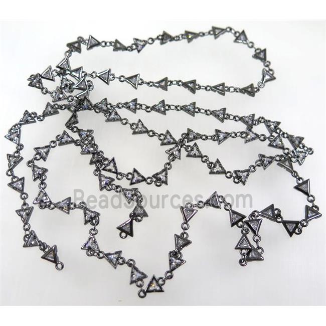 copper chain paved zircon, triangle, black plated