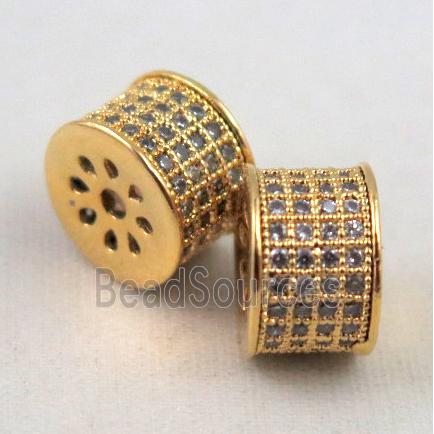 Zircon, copper spacer bead, gold plated