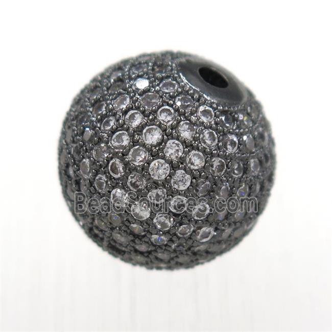 round copper beads pave zircon, black plated