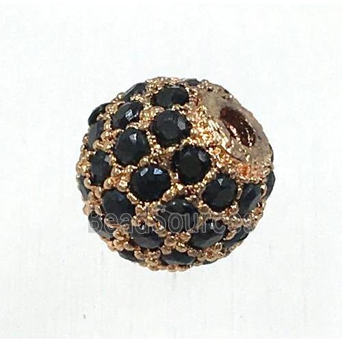 round copper beads pave zircon, rose gold