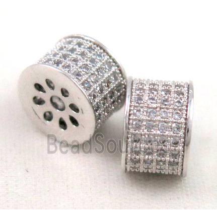 Zircon, copper spacer bead, platinum plated