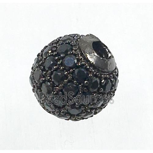 round copper beads pave zircon, black plated