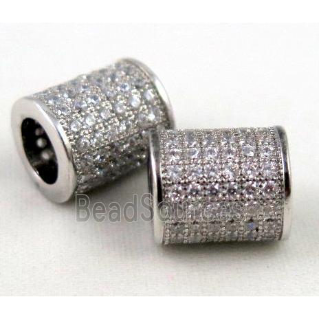 Zircon, copper spacer bead, platinum plated