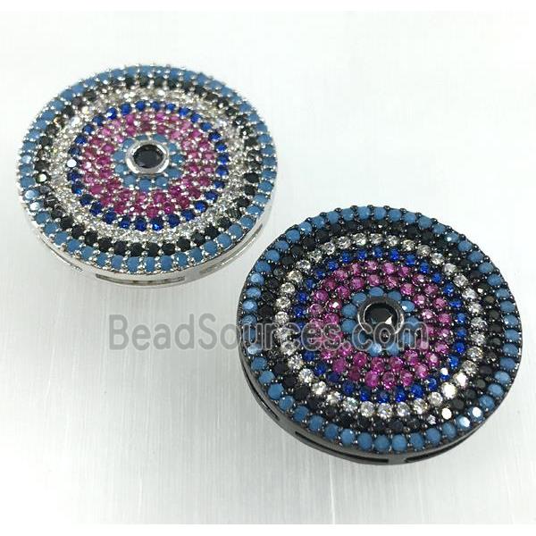 copper circle beads pave zircon, mix color