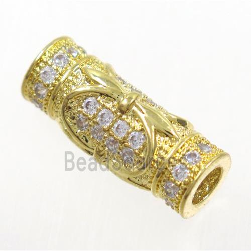 Zircon, copper spacer bead, gold plated