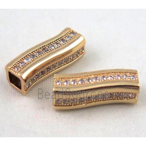 Zircon, copper spacer bead, gold plated