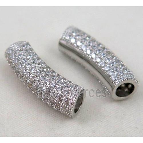 Zircon, copper spacer bead, platinum plated