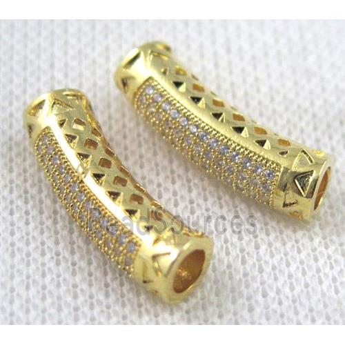 Zircon, copper spacer bead, gold plated