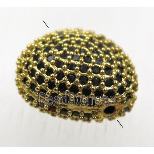 copper potato beads paved zircon, gold plated