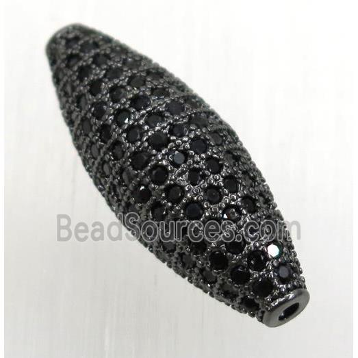 copper oval beads paved zircon, black plated