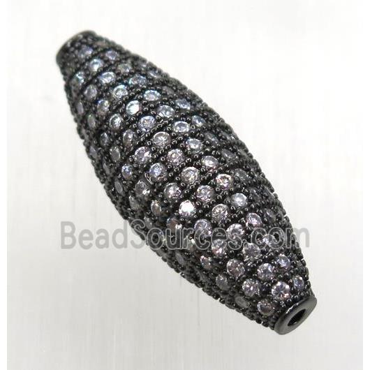 copper rice beads paved zircon, black plated