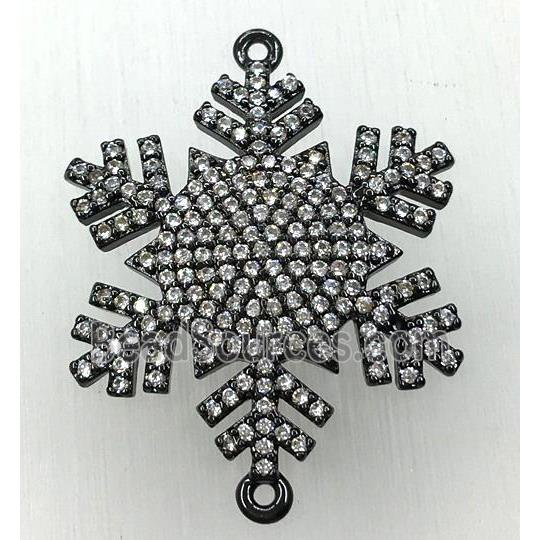 copper snowflake connector paved zircon, black plated