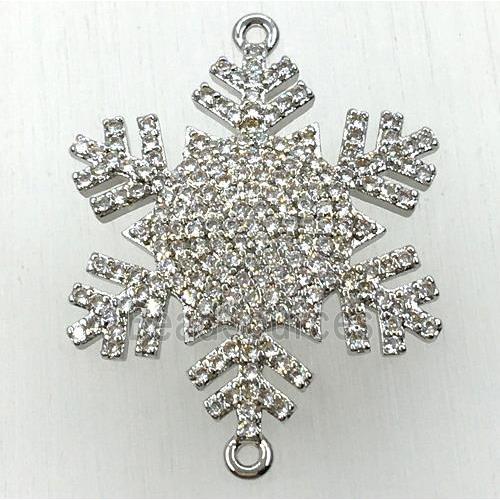 copper snowflake connector paved zircon, platinum plated