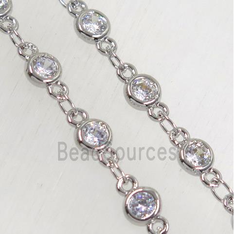 copper chain paved zircon, platinum plated