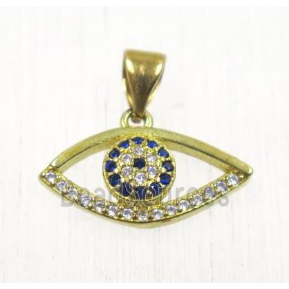 Raw Brass eye pendant paved zircon