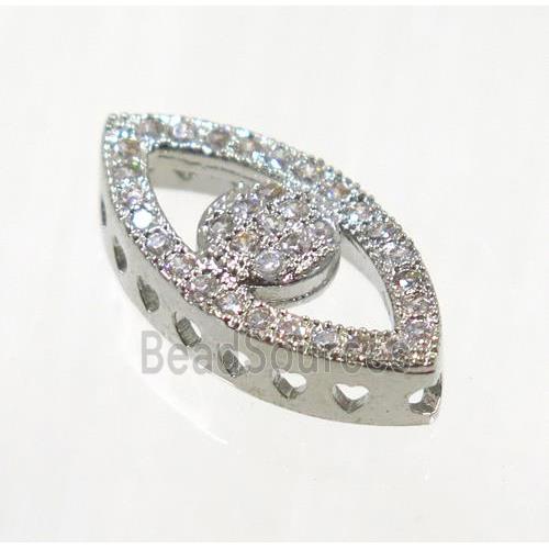 copper eye beads paved zircon, platinum plated