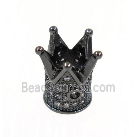 copper crown beads paved zircon, black plated