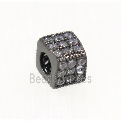 copper cube beads paved zircon, black plated