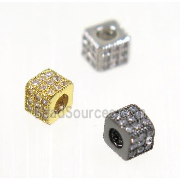 copper cube beads paved zircon, mix color