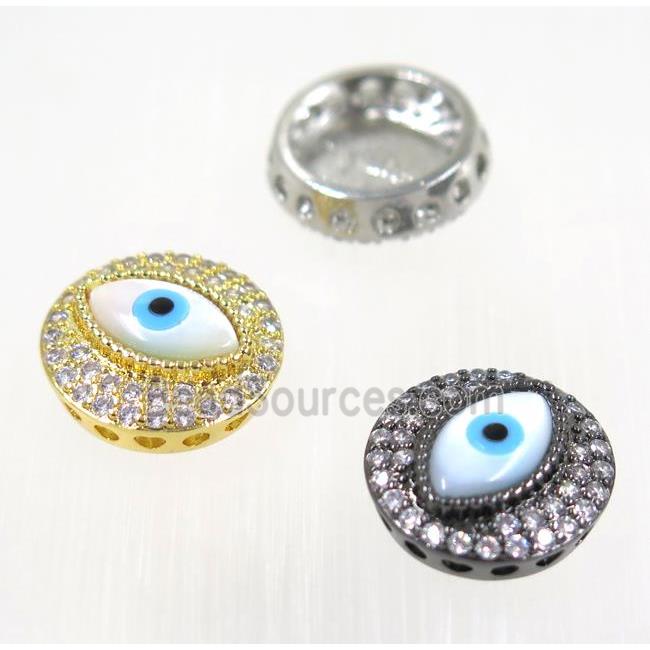 copper Evil eye beads paved zircon, mix color