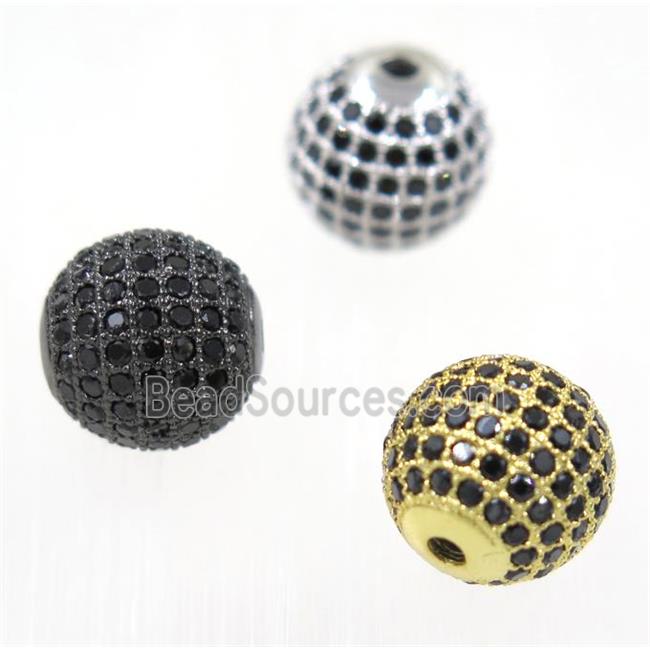 round copper beads paved black zircon, mix color