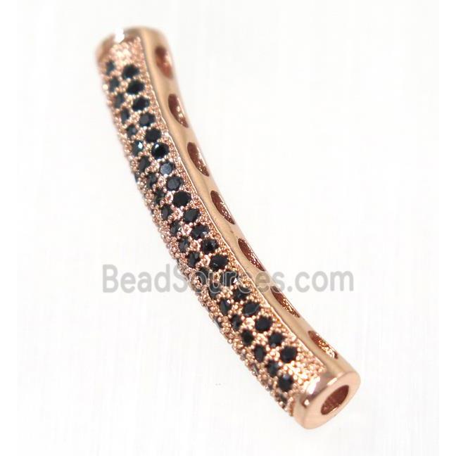 copper tube bead paved zircon, rose gold