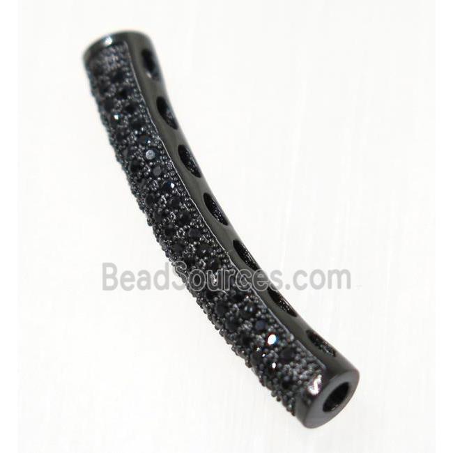 copper tube beads paved zircon, black plated