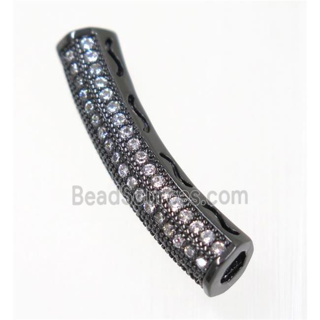 copper tube beads paved zircon, black plated