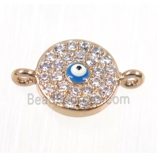 copper evil eye connector paved zircon, rose gold