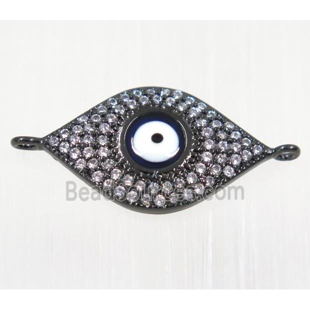 copper Evil eye connector paved zircon, black plated