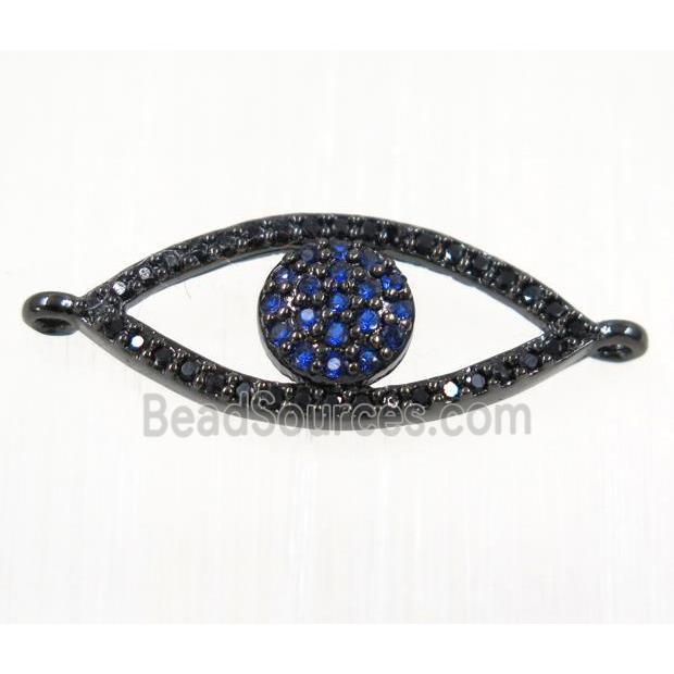 copper eye charm connector paved zircon, black plated