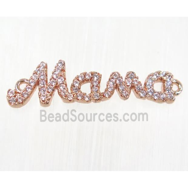 copper Mama connector paved zircon, rose gold